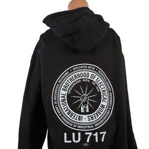 Electrical Workers Union Sweatshirt Mens Size 2XL Black IBEW Local 717 Hoodie